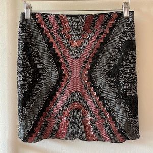 Sequined‎ mini skirt night out rose gold size M